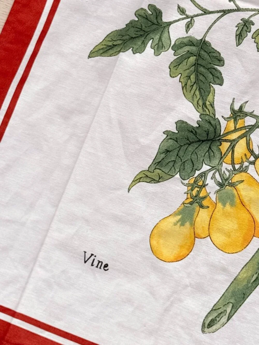 Linen Cotton Tea Towel Botanical Yellow Tomato Made in Italy Vintage Print